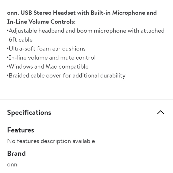 Onn USB headset with built in microphone - Picture 3 of 3